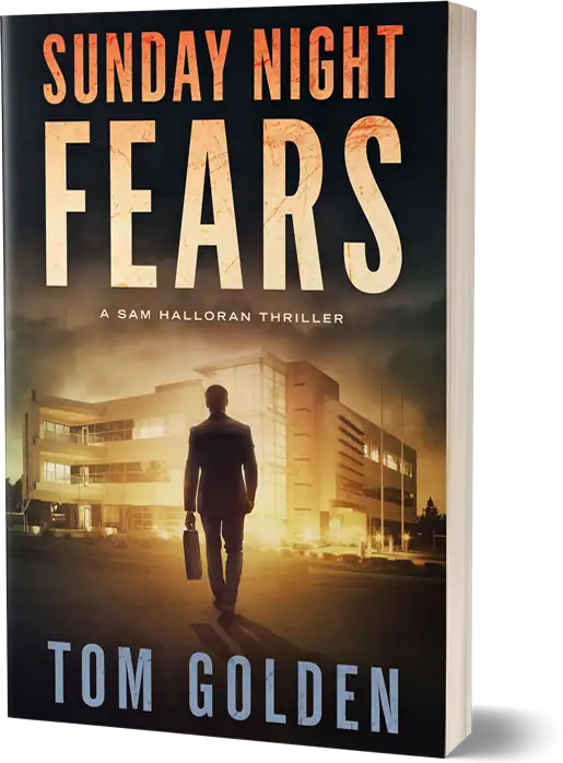 Book cover of Sunday Night Fears by Tom Golden, a forensic accounting crime fiction novel.